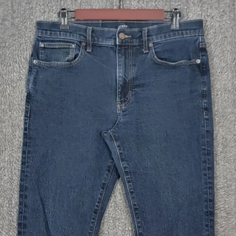 J Crew Jeans Mens 32x30* Blue Dark Wash Flex Straight Leg Stretch Denim